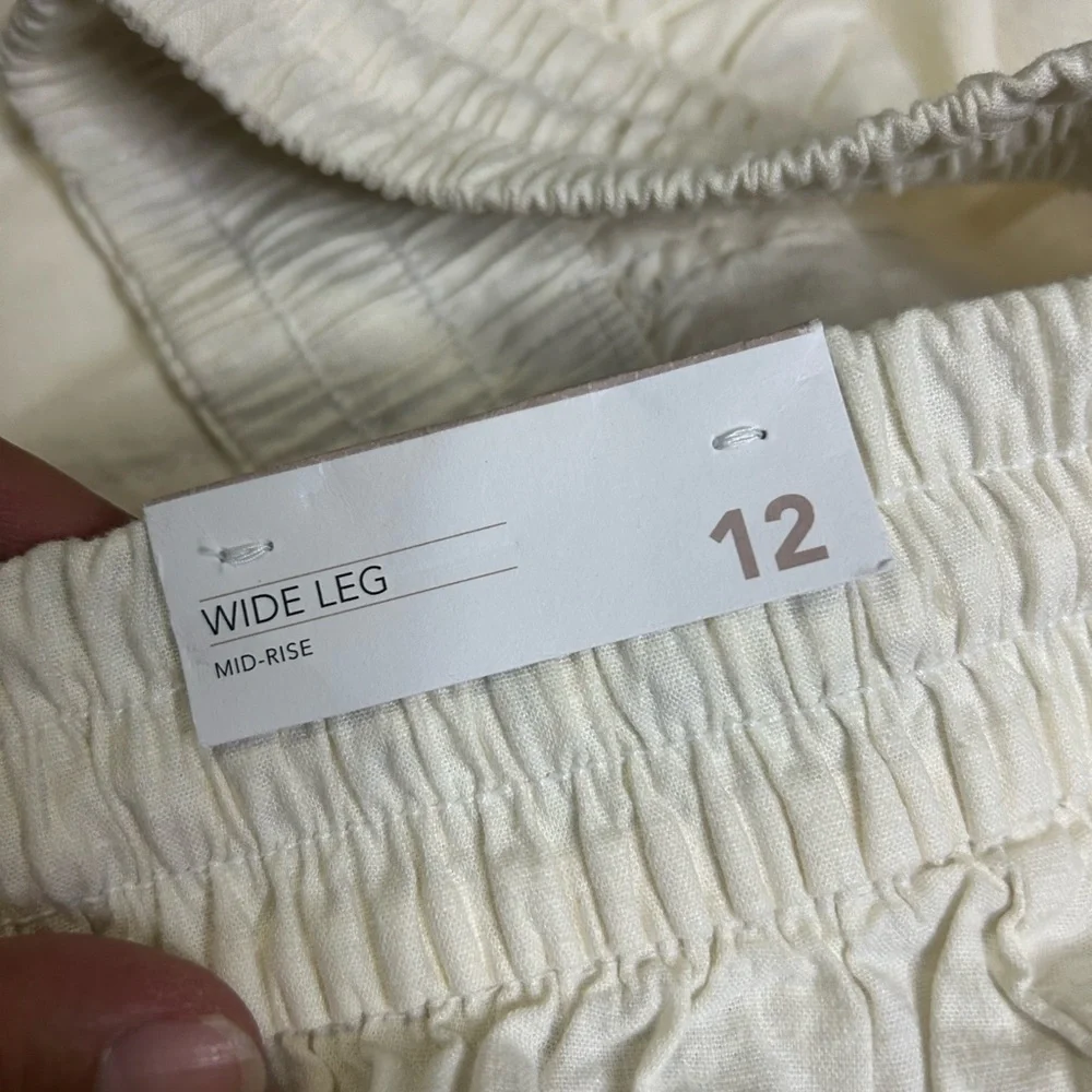 NWT Lane Bryant Cream Linen Wide Leg Mid Rise Pant Size 12 - Picture 7 of 7